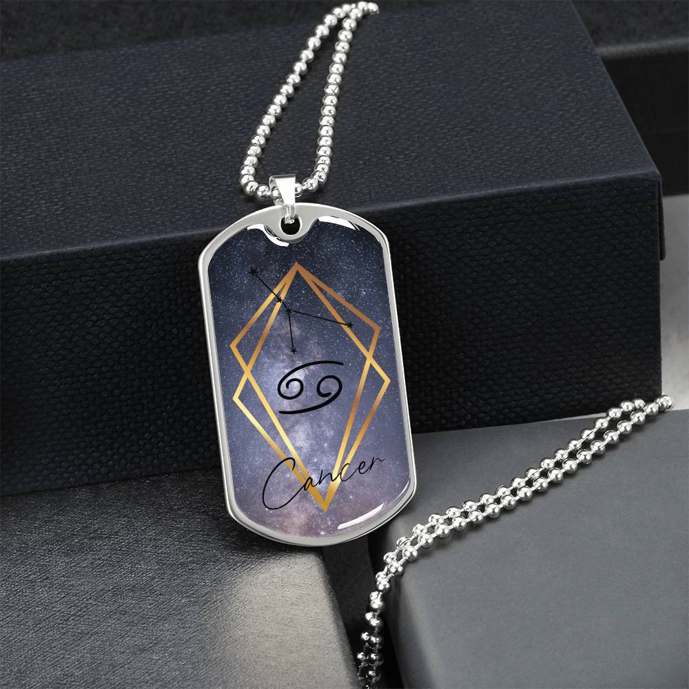 Cancer Galaxy Personalized Dog Tag Necklace - Army Tag Necklace, Dog Tag Necklace