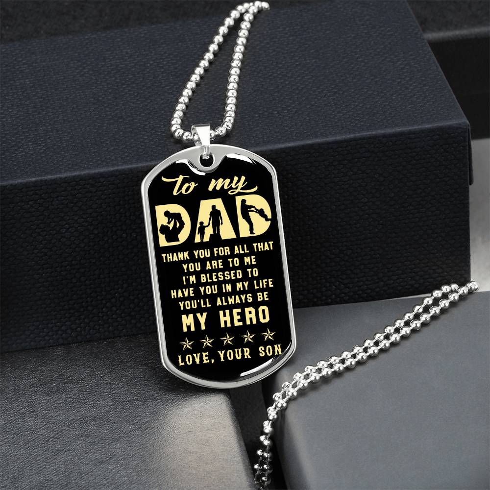To My Dad Father's Day Gift From Son - Army Tag Necklace, Dog Tag Necklace