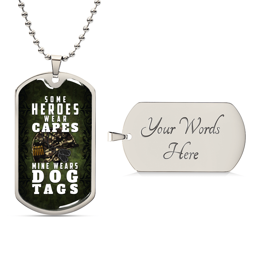 Police Wife Necklace - Some Heroes Wear Capes Mine Wears Dog Tag - Police Officer Girlfriend, Police Mom, Sheriff, Trooper - Army Tag Necklace, Dog Tag Necklace
