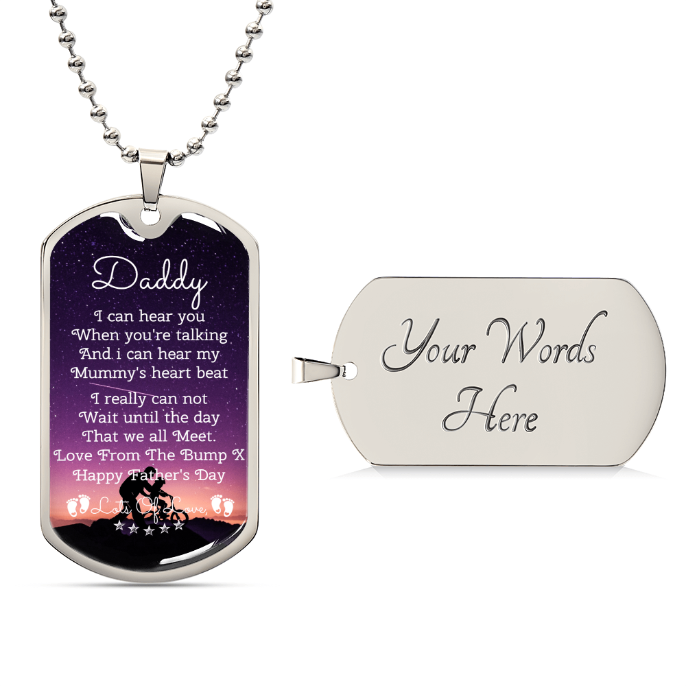 Daddy Happy First Father's Day - Army Tag Necklace, Dog Tag Necklace