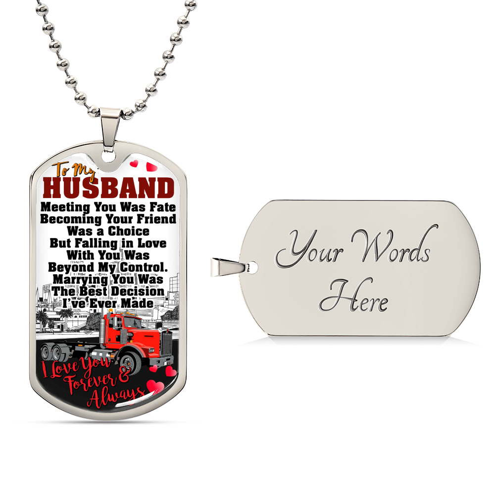 Truckers Necklace, Truck Driver Gift - Gift For Husband, Boyfriend, My Man, Husband Necklace - Father's Day Gift - Army Tag Necklace, Dog Tag Necklace