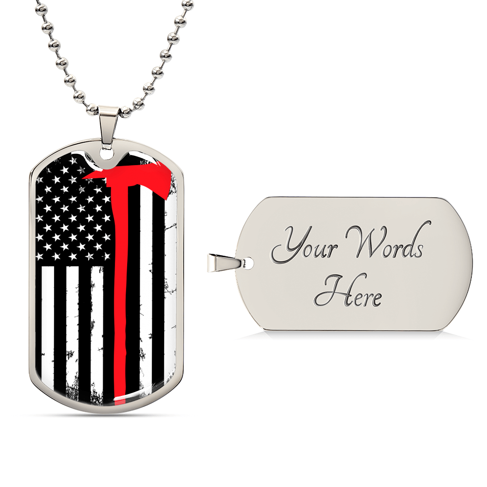 The Thin Red Line Firefighter Dog Tag Pendant Necklace Gifts Engraved Fireman's Dog Tag Engraved Firefighter Dog Tag - Army Tag Necklace, Dog Tag Necklace