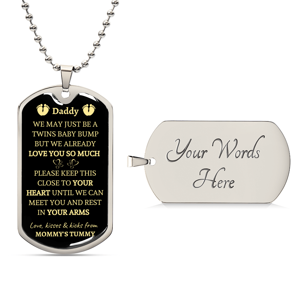 New Dad Gift - Gift From Wife - Birthday Gift For Him - Gift From Bump - Gift For Dad - Pregnancy Reveal Gift - Army Tag Necklace, Dog Tag Necklace