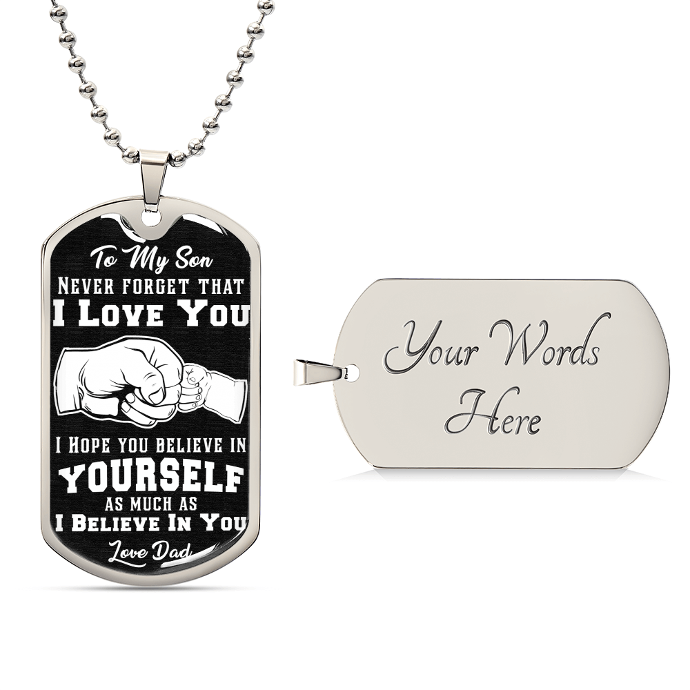 To My Son Necklace, Gift From Mom, Love Message From Mother To Son, Birthday Military Graduation Christmas Son Necklace Gift - Army Tag Necklace, Dog Tag Necklace