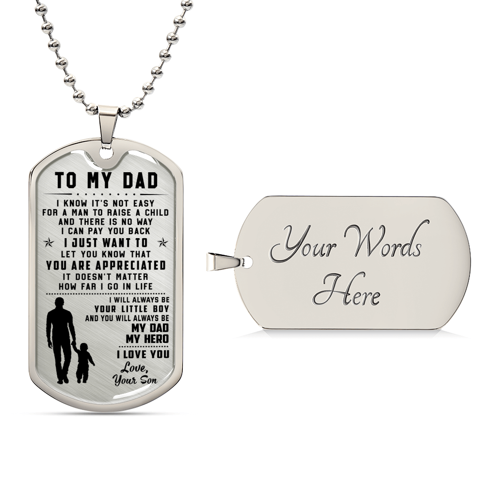 To My Dad - Father's Day Gift From Son - Army Tag Necklace, Dog Tag Necklace