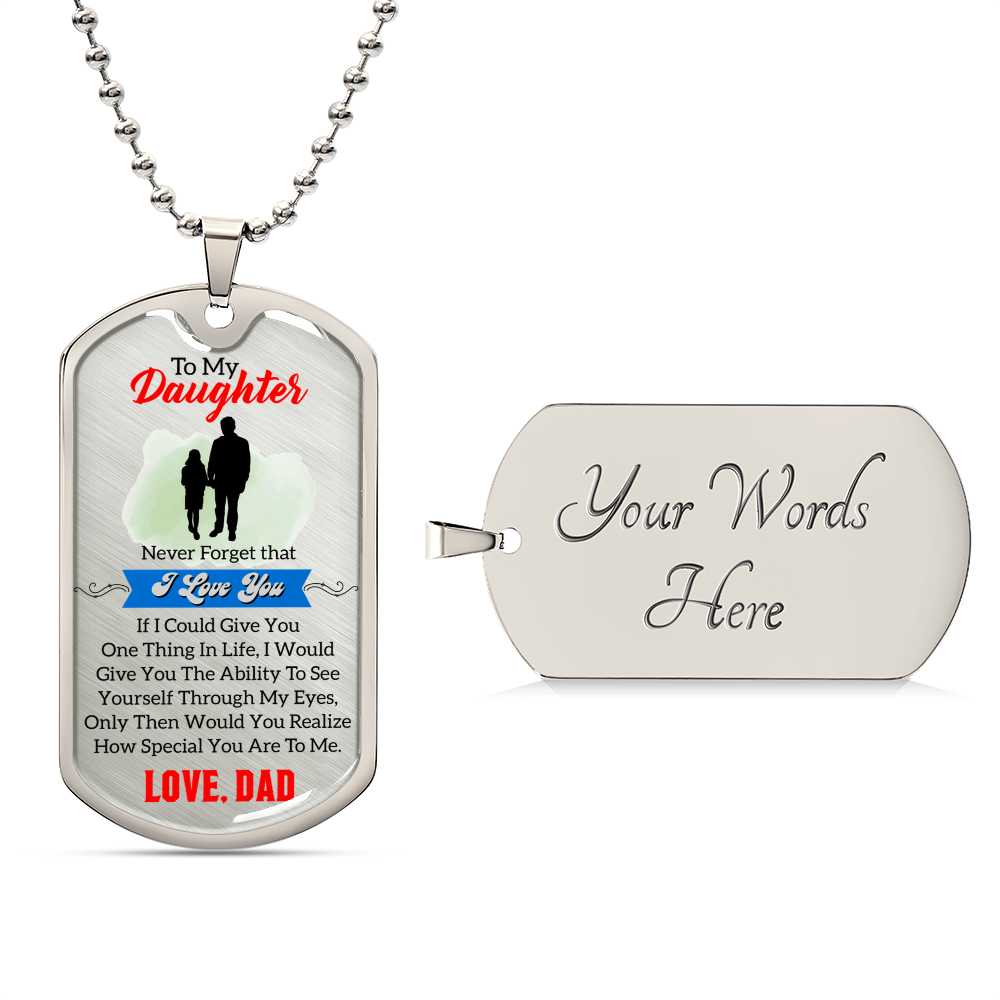 Gift For Daughter - Gift For Her - Daughter Birthday - Gift From Mom - Mother Daughter Gift - Birthday Necklace - Army Tag Necklace, Dog Tag Necklace