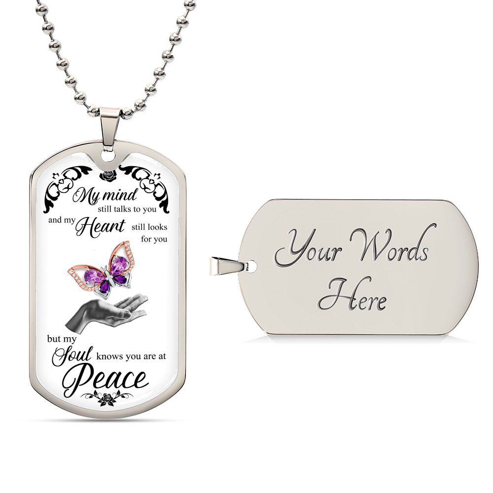 Custom Stainless Steel Necklace With Butterfly - Women Personalized Necklace - Best Gift For Girlfriend - Army Tag Necklace, Dog Tag Necklace