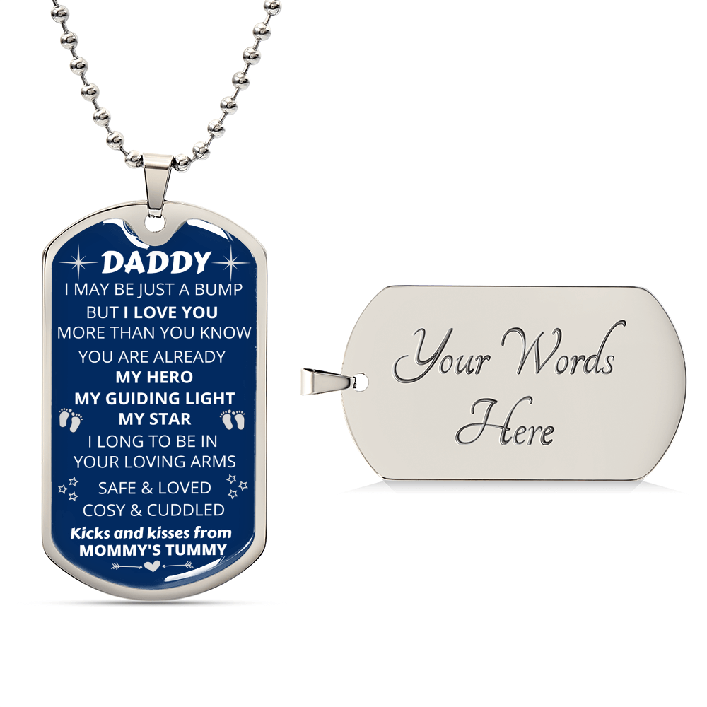 New Dad-To-Be 'My Guiding Light, My Star' - Men's Pendant - Army Tag Necklace, Dog Tag Necklace