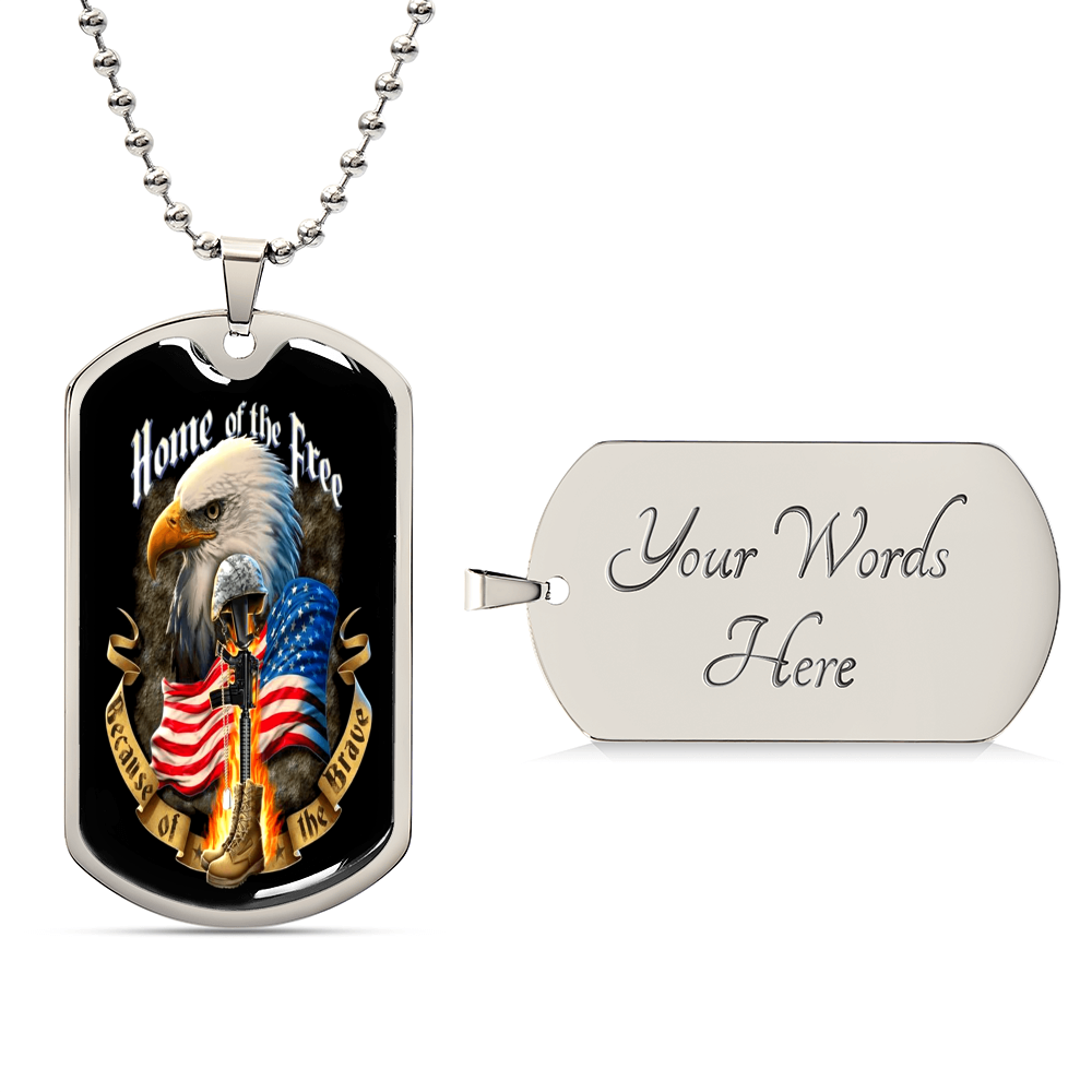 Home Of The Free - Army Tag Necklace, Dog Tag Necklace
