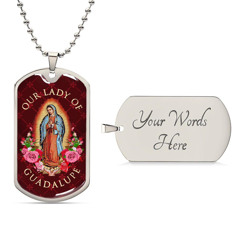Our Lady Of Guadalupe Luxury Dog Tag Necklace - Army Tag Necklace, Dog Tag Necklace
