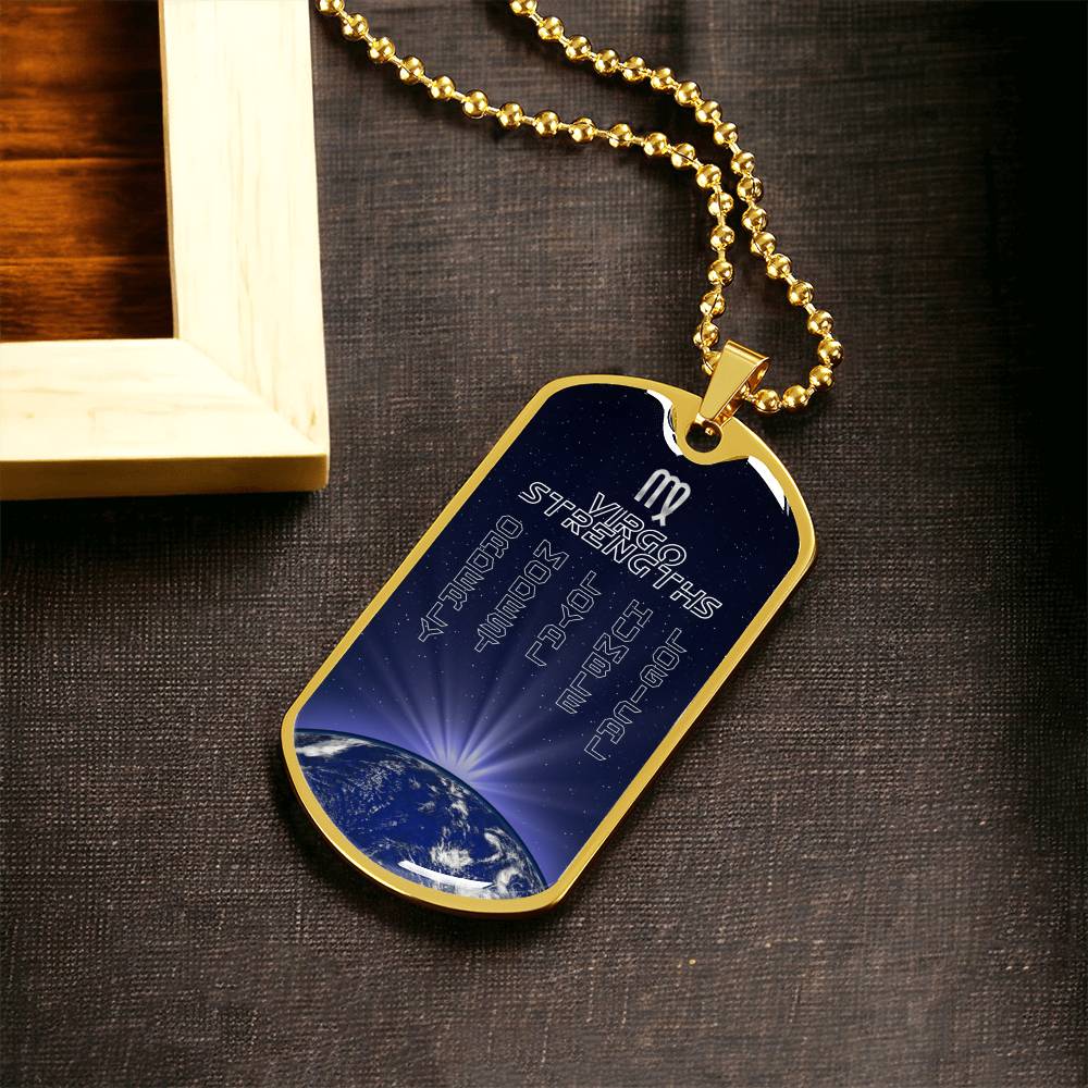 Virgo Ball Chain Dog Tag Necklace - Army Tag Necklace, Dog Tag Necklace