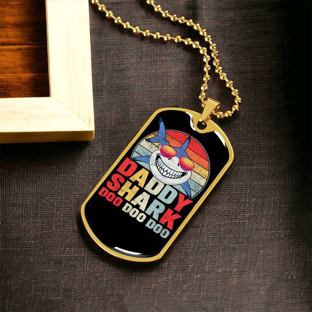 Daddy Shark Dog Tag - Army Tag Necklace, Dog Tag Necklace
