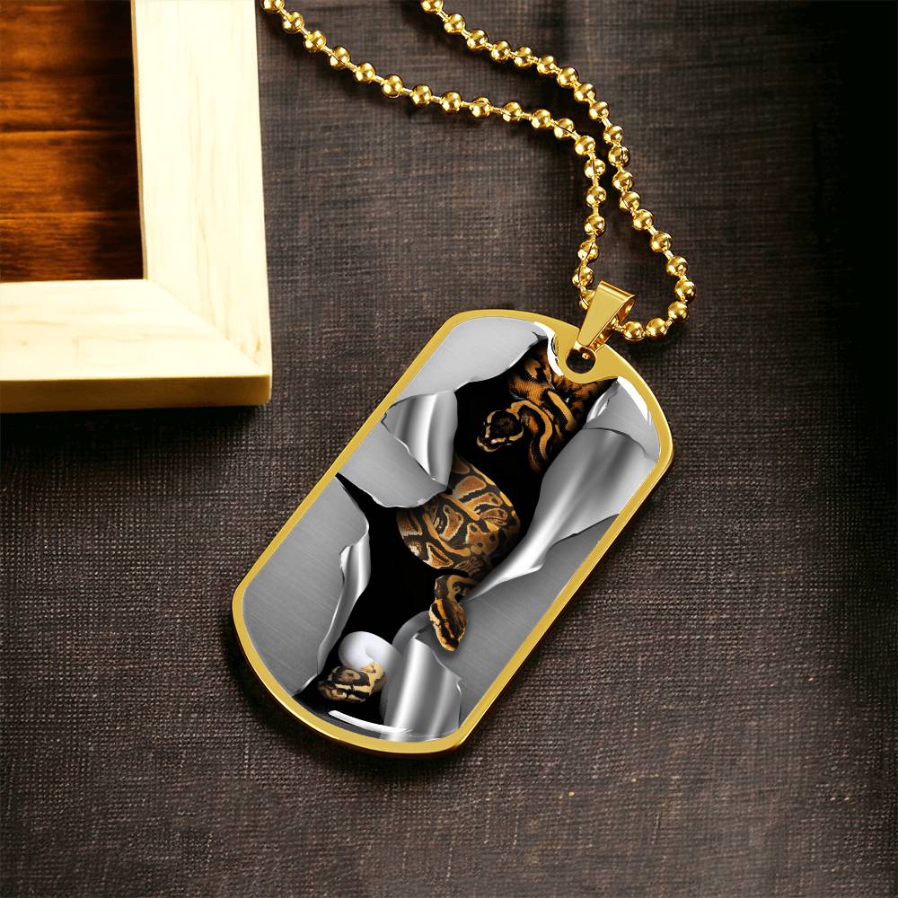 Ball Python - Army Tag Necklace, Dog Tag Necklace
