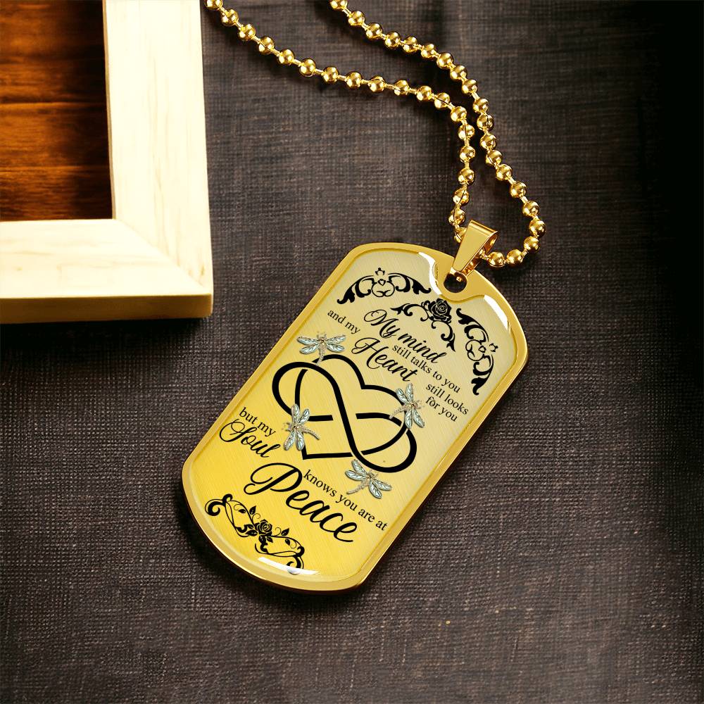 Dragonflies Heart Infinity Art My Mind Still Talks To You Luxury Dog Tag Necklace - Army Tag Necklace, Dog Tag Necklace
