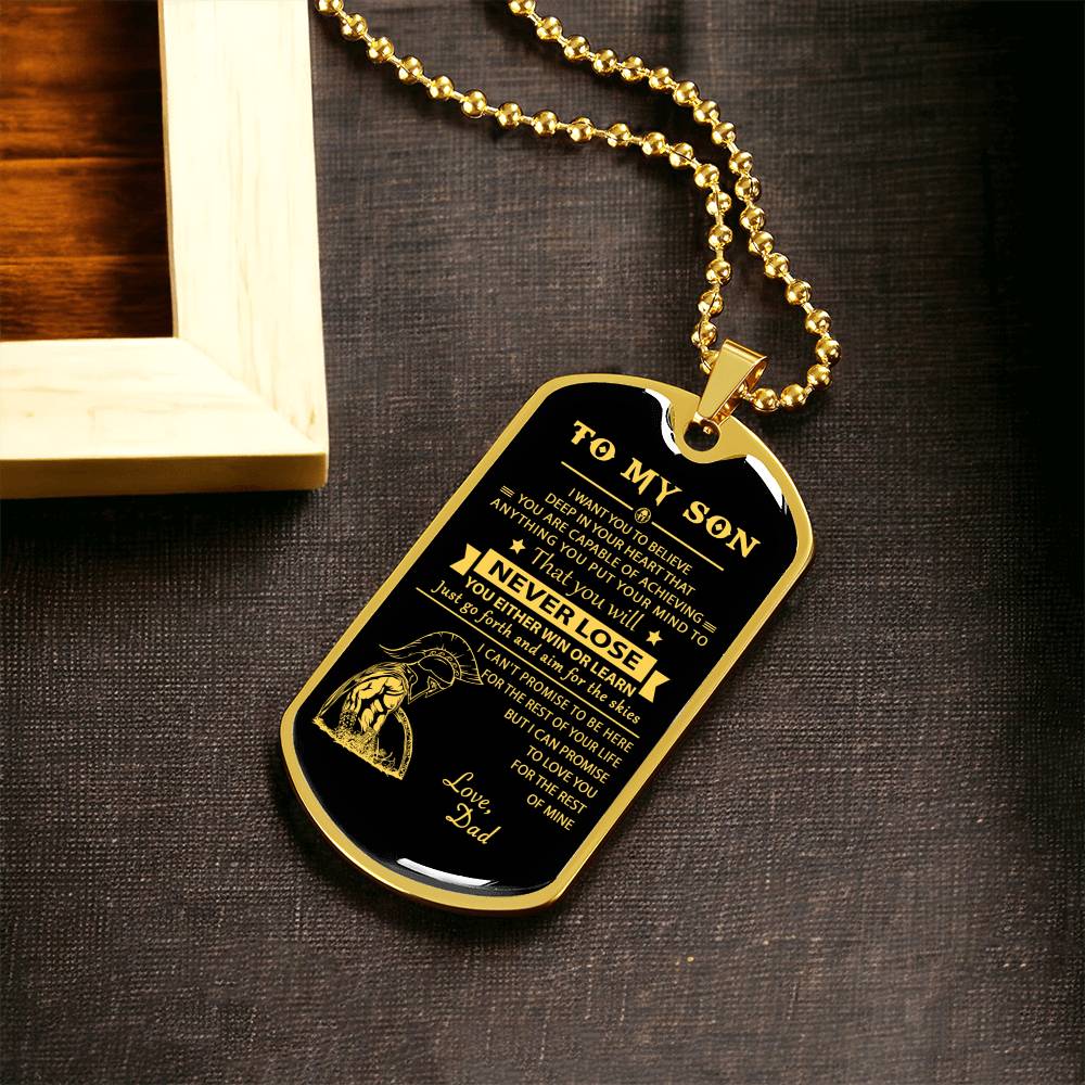 Da30 Spartan Dog Tag Dad To Son - Army Tag Necklace, Dog Tag Necklace