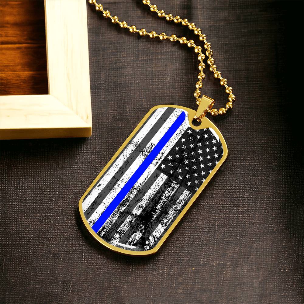 70 Thin Blue Line - Army Tag Necklace, Dog Tag Necklace