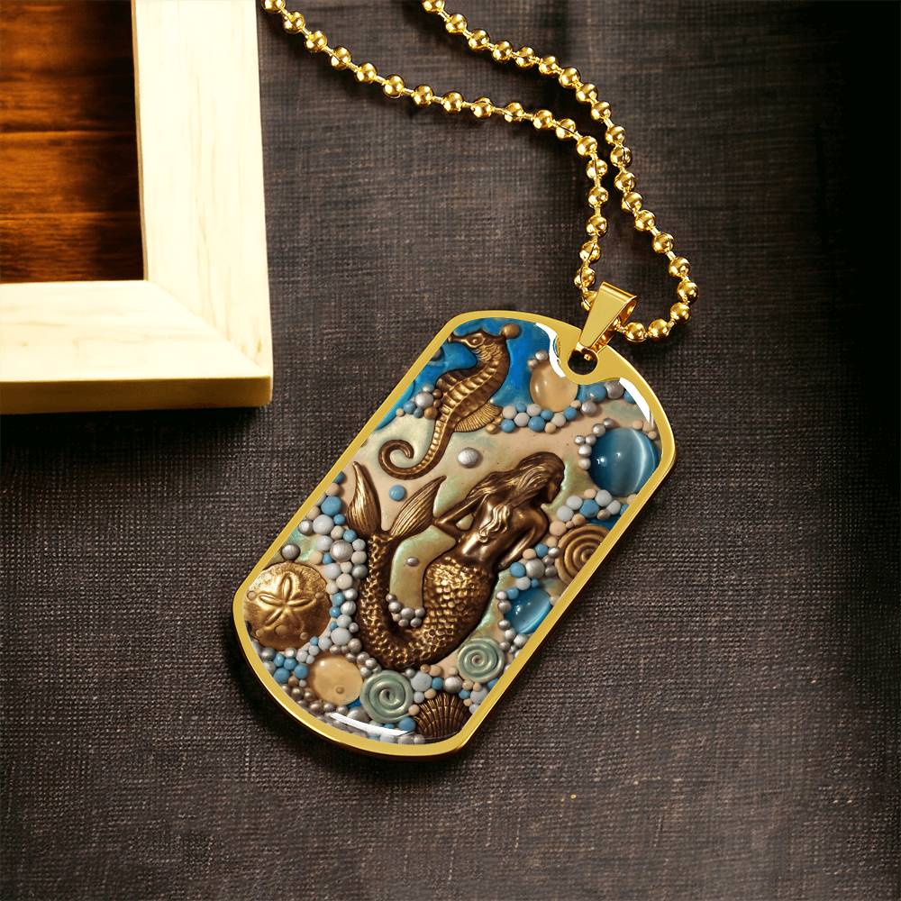Mermaid Mythology Pendant Bangle - Army Tag Necklace, Dog Tag Necklace