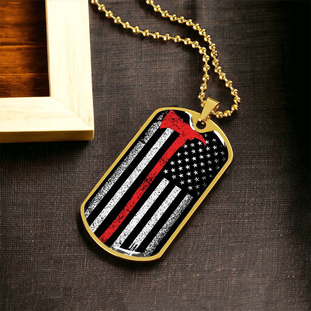 Firefighter Thin Red Line - Military Style Dogtag - Army Tag Necklace, Dog Tag Necklace