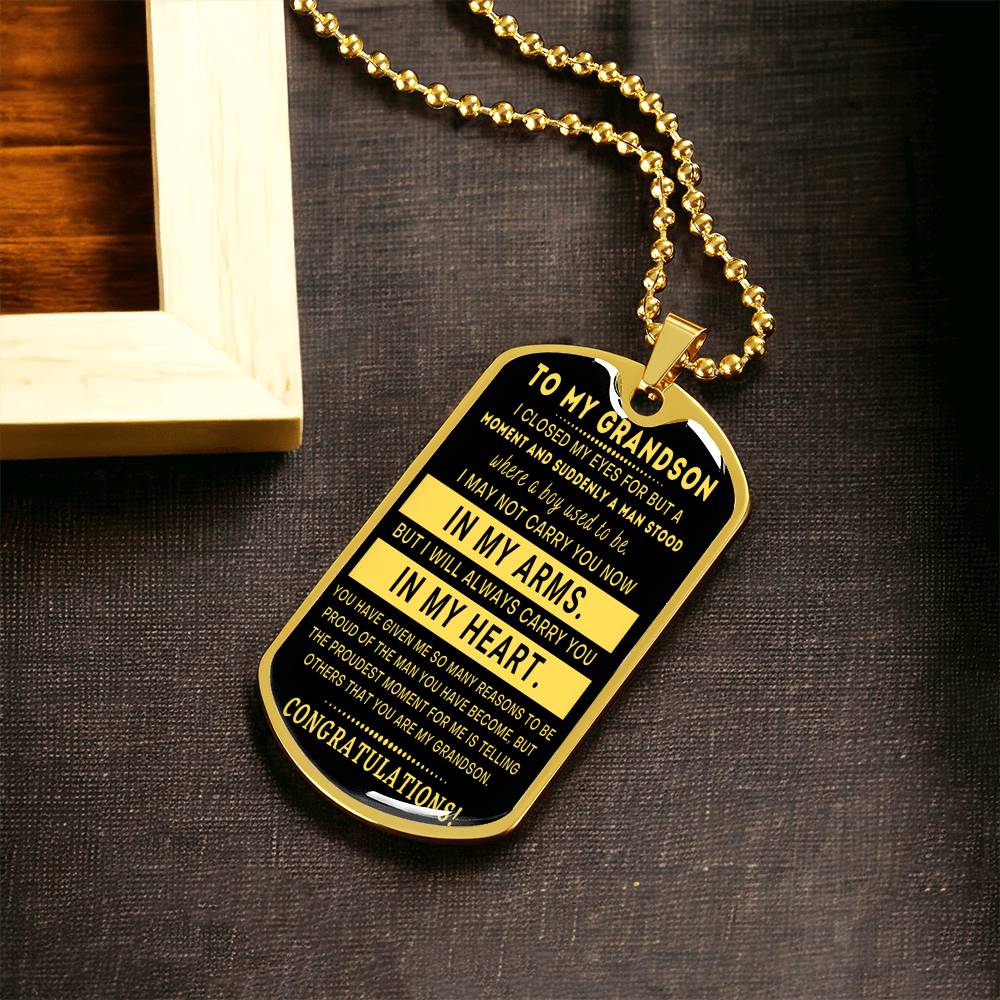 Graduation Gift For Grandson - Army Tag Necklace, Dog Tag Necklace