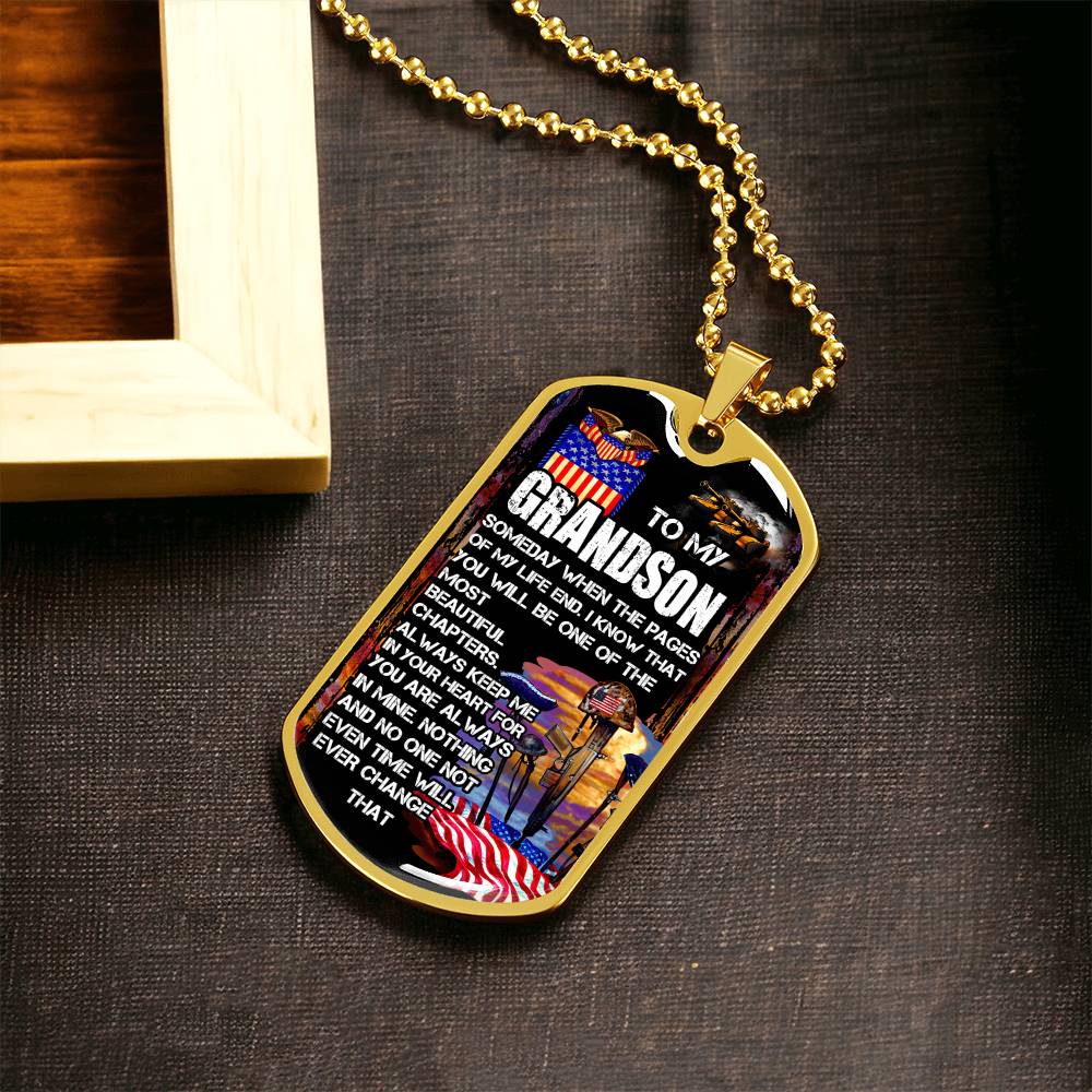 To My Grandson - Army Tag Necklace, Dog Tag Necklace