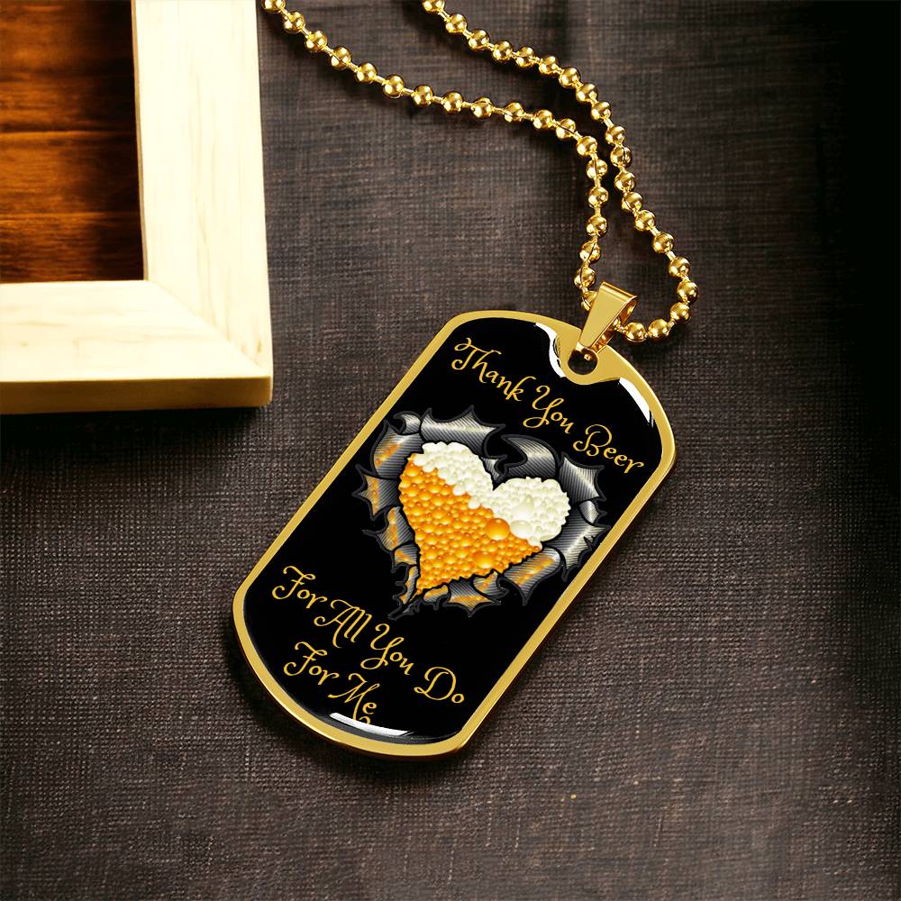Thank You Beer Funny Beer Lover Dog-Tag Necklace - Army Tag Necklace, Dog Tag Necklace