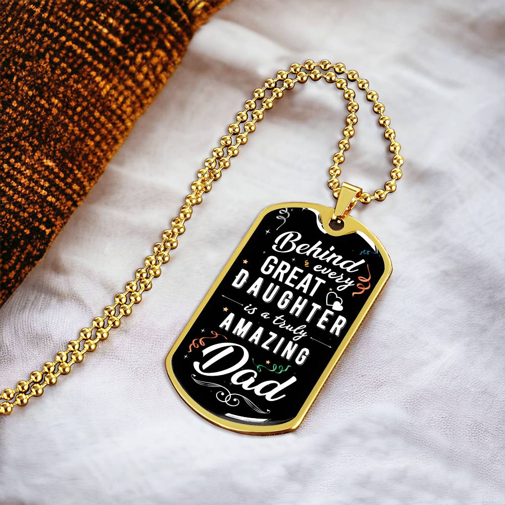 Father Daughter Gift - Father's Day Gift - Birthday Gift For Dad - Gift From Daughter - Father Gift - Gift For Him - Army Tag Necklace, Dog Tag Necklace