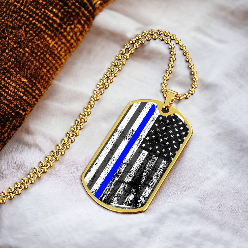 70 Thin Blue Line - Army Tag Necklace, Dog Tag Necklace