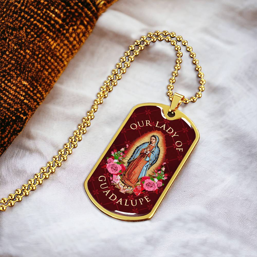 Our Lady Of Guadalupe Luxury Dog Tag Necklace - Army Tag Necklace, Dog Tag Necklace