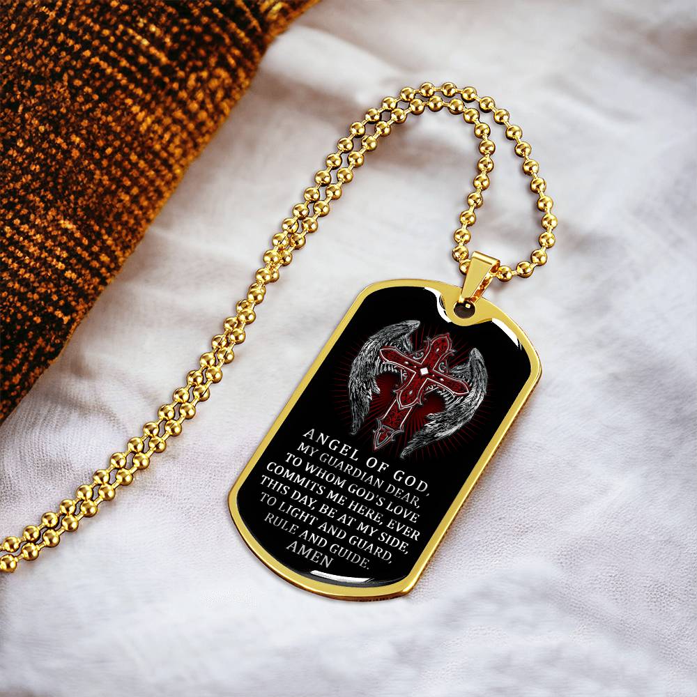 Angel Of God - My Guardian - Army Tag Necklace, Dog Tag Necklace