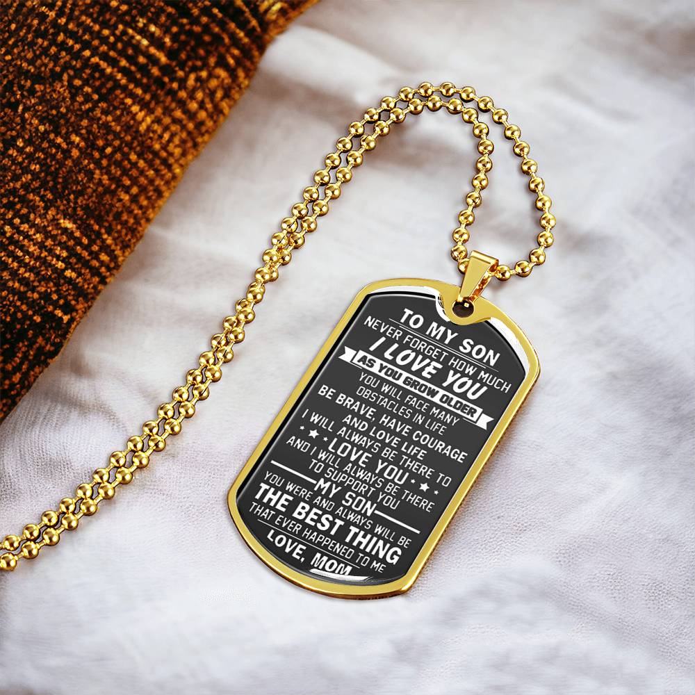 Mom To Son Necklace, To My Son Dog Tag Pendant, Mother To Son Gifts, Son Gift From Mom, Inspirational Son Necklace - Army Tag Necklace, Dog Tag Necklace