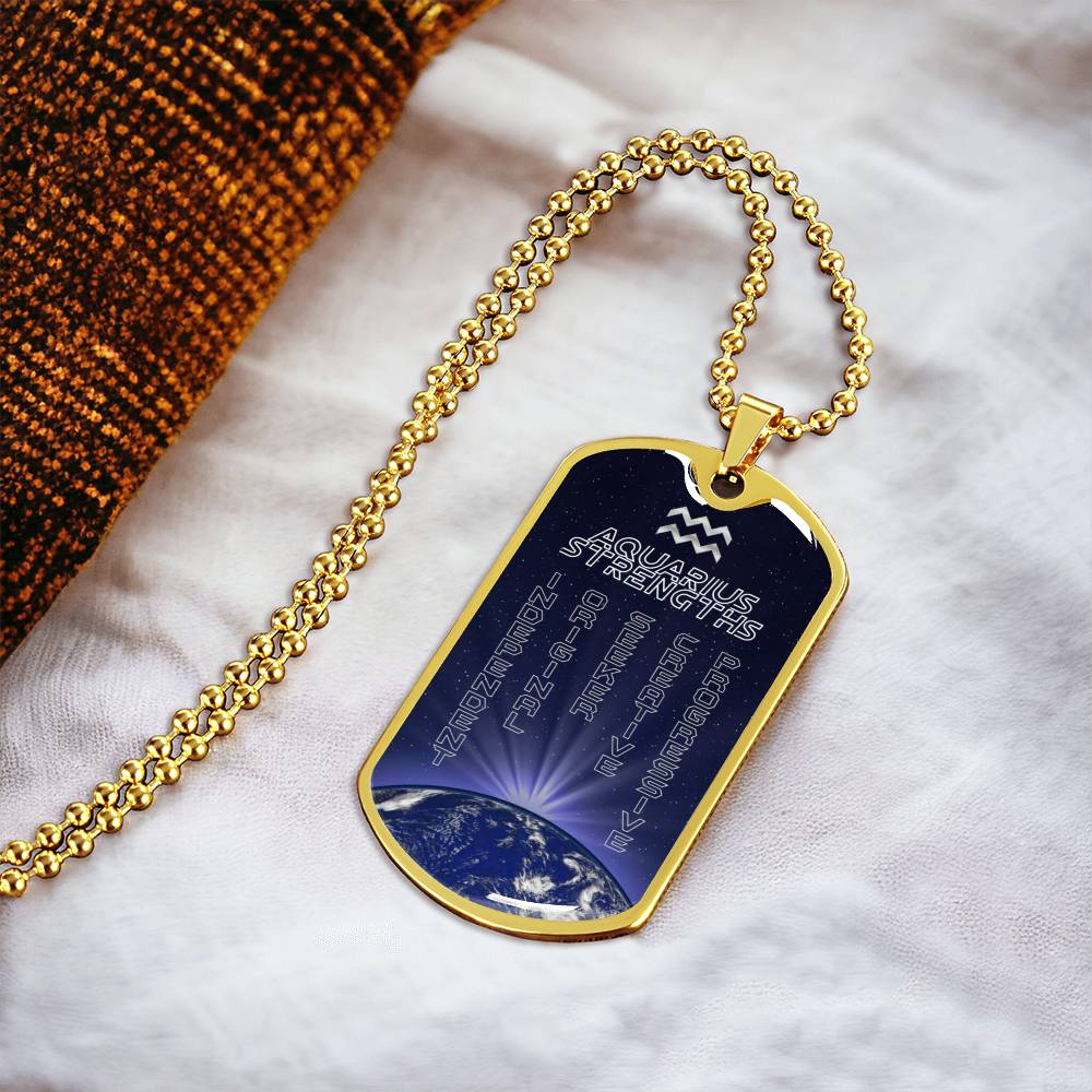 Aquarius Personalized Dog Tag Necklace - Army Tag Necklace, Dog Tag Necklace