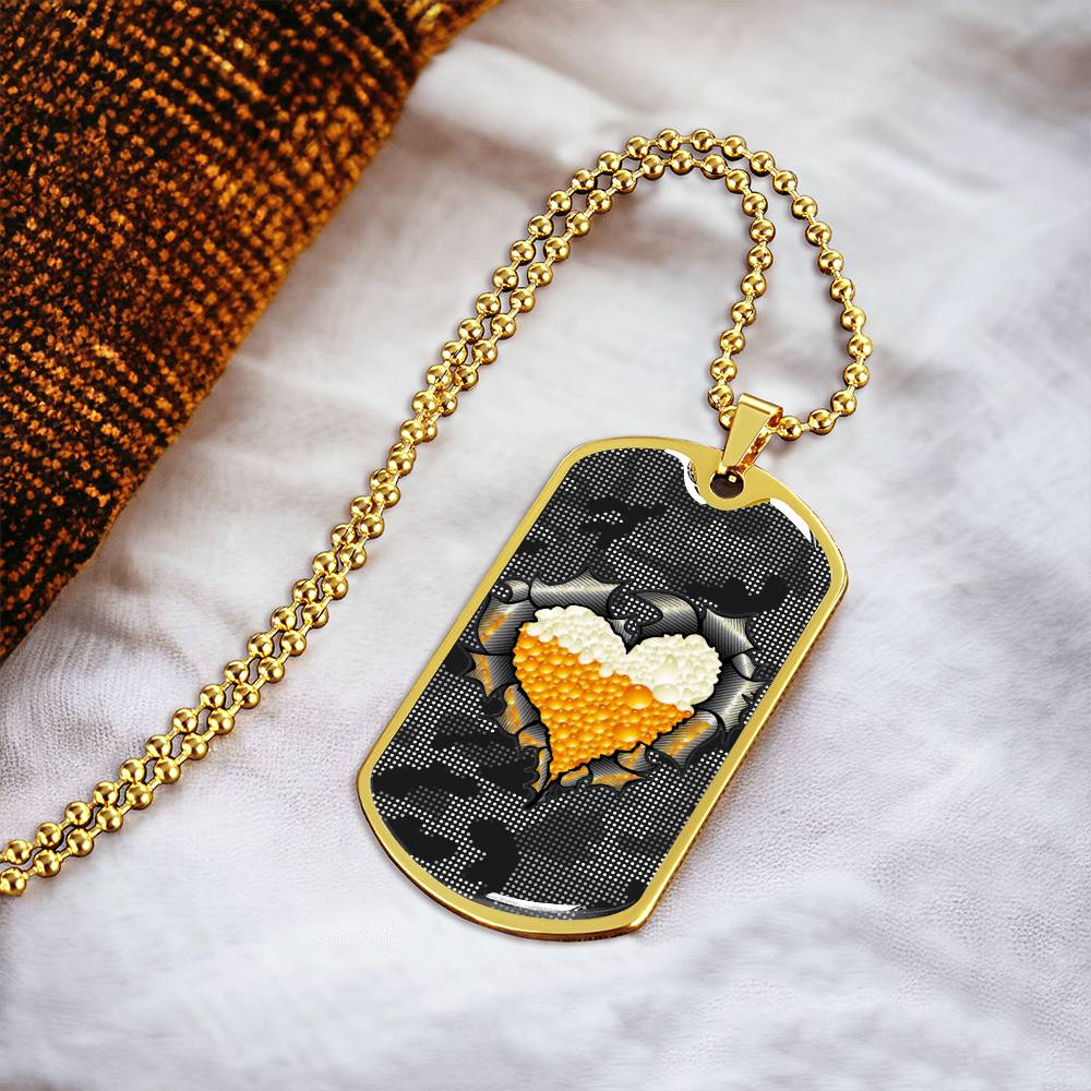 Beer Inside Beer Lover Dog-Tag Necklace - Army Tag Necklace, Dog Tag Necklace
