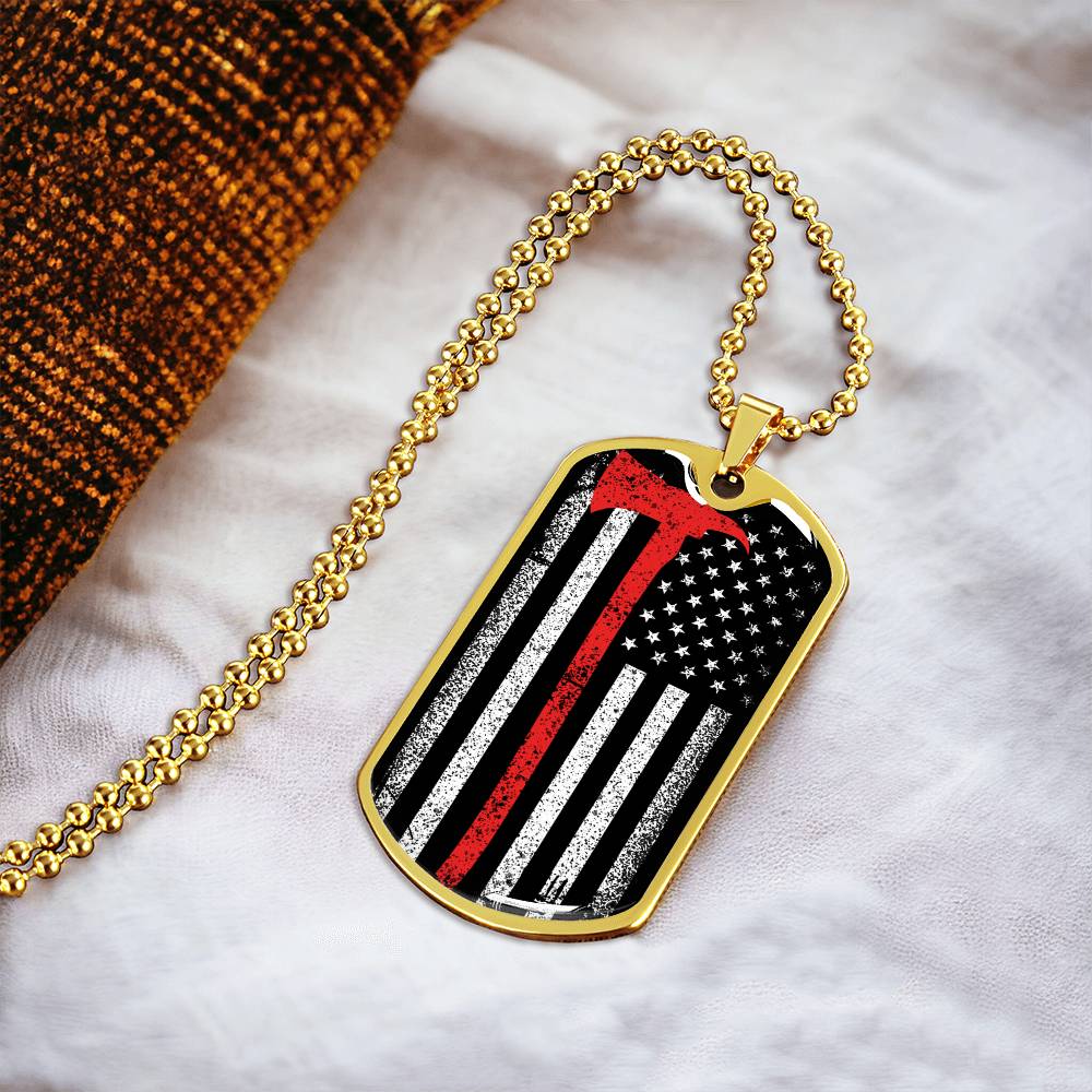 Firefighter Thin Red Line - Military Style Dogtag - Army Tag Necklace, Dog Tag Necklace