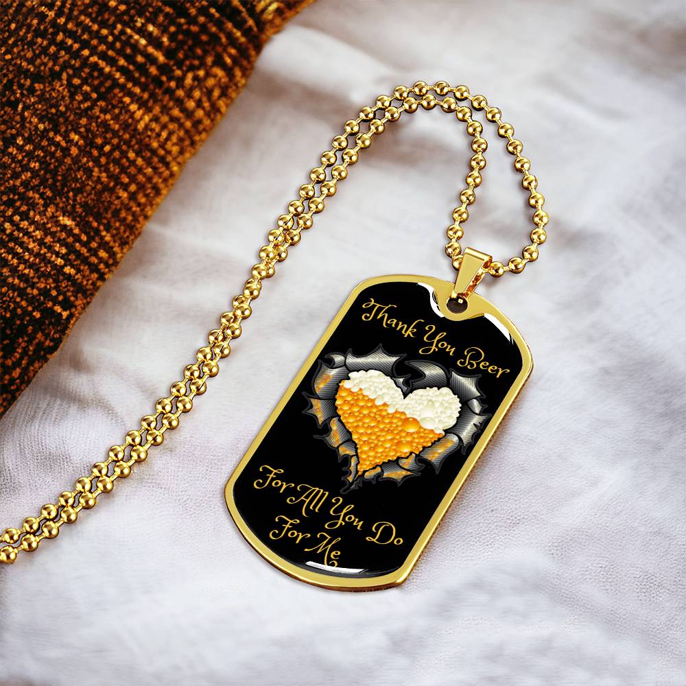 Thank You Beer Funny Beer Lover Dog-Tag Necklace - Army Tag Necklace, Dog Tag Necklace