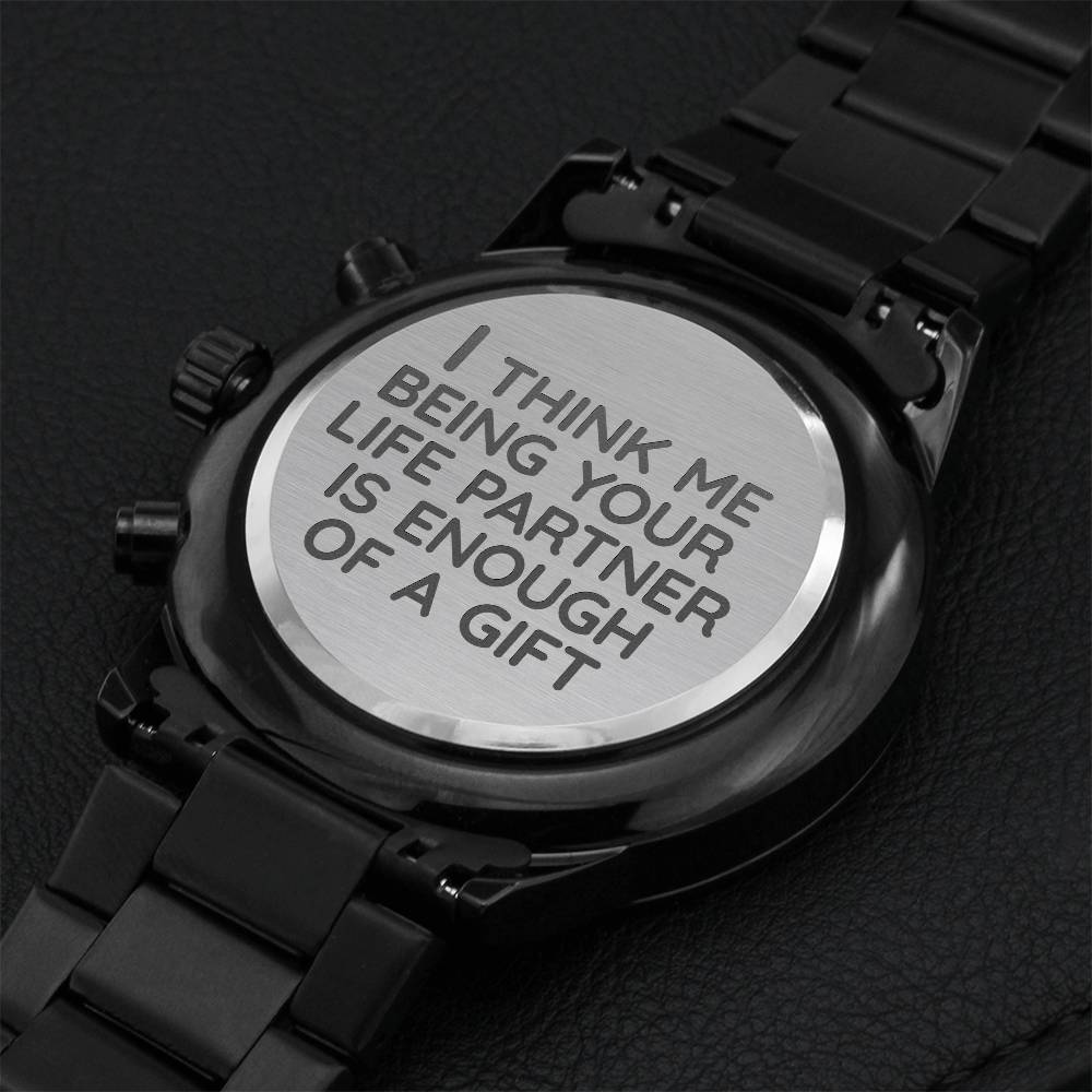 Gift For Life Partners Engraving Chronograph Watch