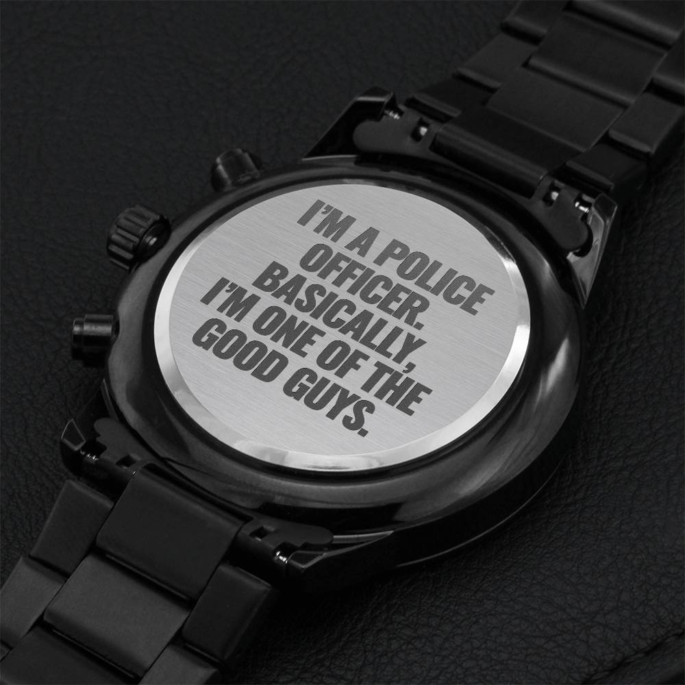 Police Officer Watch Engraving Chronograph Watch
