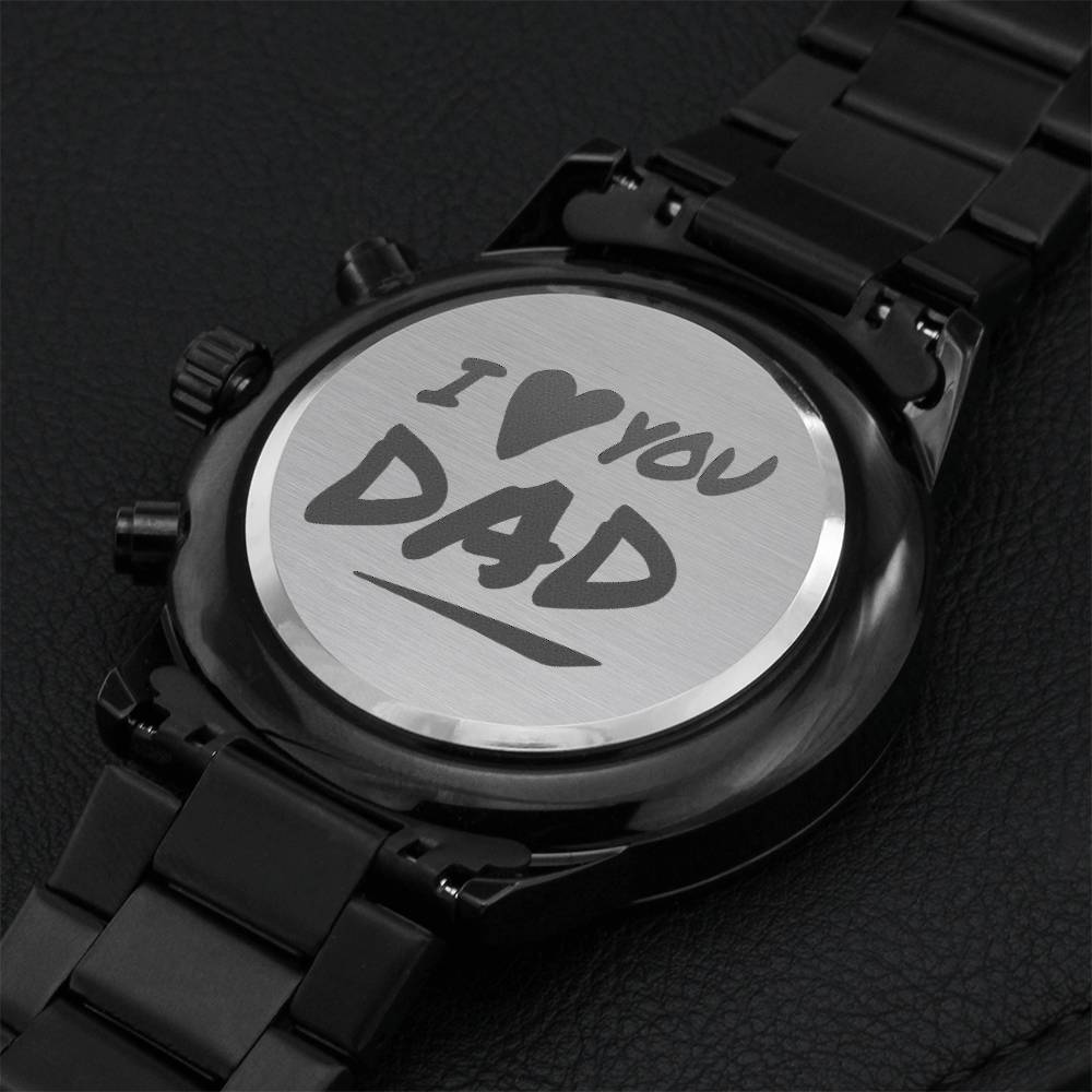 Engraved Luxury Watch Gift - I Love You Dad Engraving Chronograph Watch