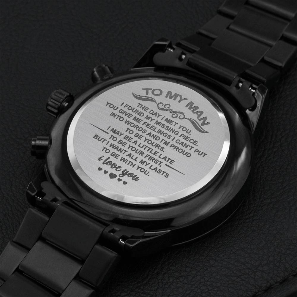 To My Man - I Love You Message 01 Engraving Chronograph Watch