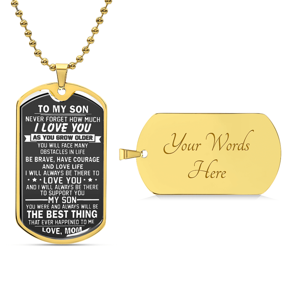 Mom To Son Necklace, To My Son Dog Tag Pendant, Mother To Son Gifts, Son Gift From Mom, Inspirational Son Necklace - Army Tag Necklace, Dog Tag Necklace