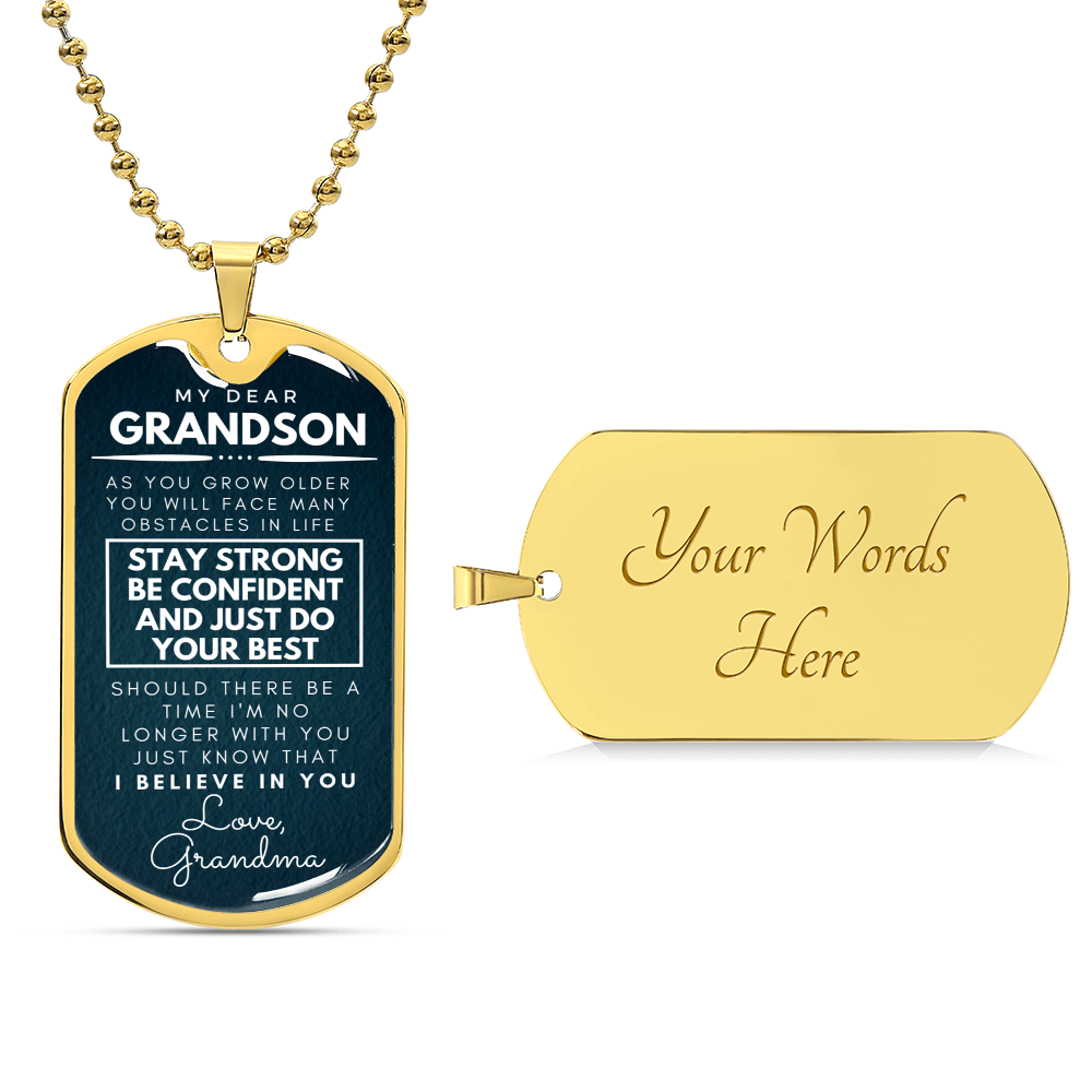 Grandson Pendant - Army Tag Necklace, Dog Tag Necklace