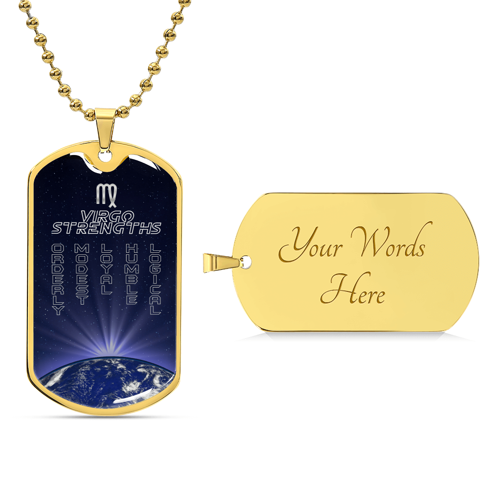 Virgo Ball Chain Dog Tag Necklace - Army Tag Necklace, Dog Tag Necklace