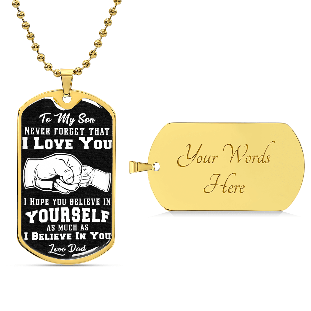 To My Son Necklace, Gift From Mom, Love Message From Mother To Son, Birthday Military Graduation Christmas Son Necklace Gift - Army Tag Necklace, Dog Tag Necklace