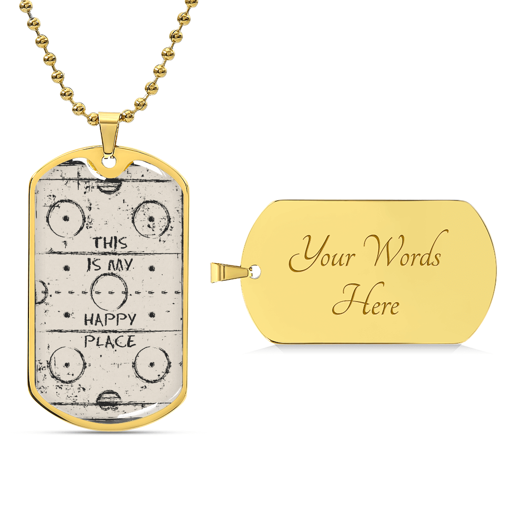 This Is My Happy Place Hockey Pendant Necklace - Army Tag Necklace, Dog Tag Necklace