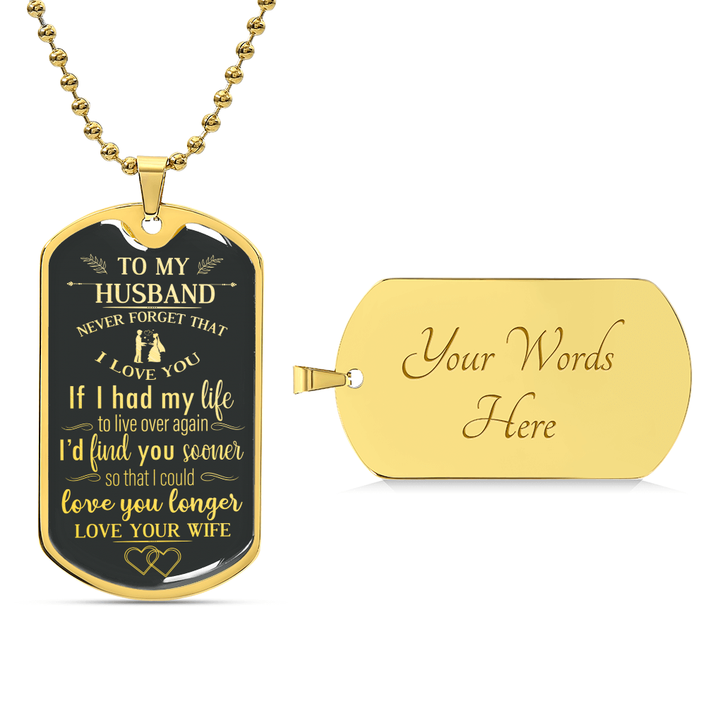 π LOVE YOU LONGER π Husband Gift From Wife - Army Tag Necklace, Dog Tag Necklace
