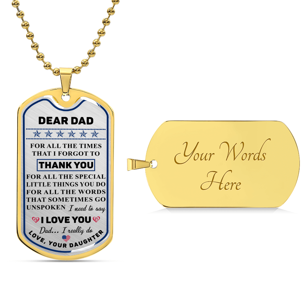 Military Daughter To Dad Dog Tag Necklace - Army Tag Necklace, Dog Tag Necklace