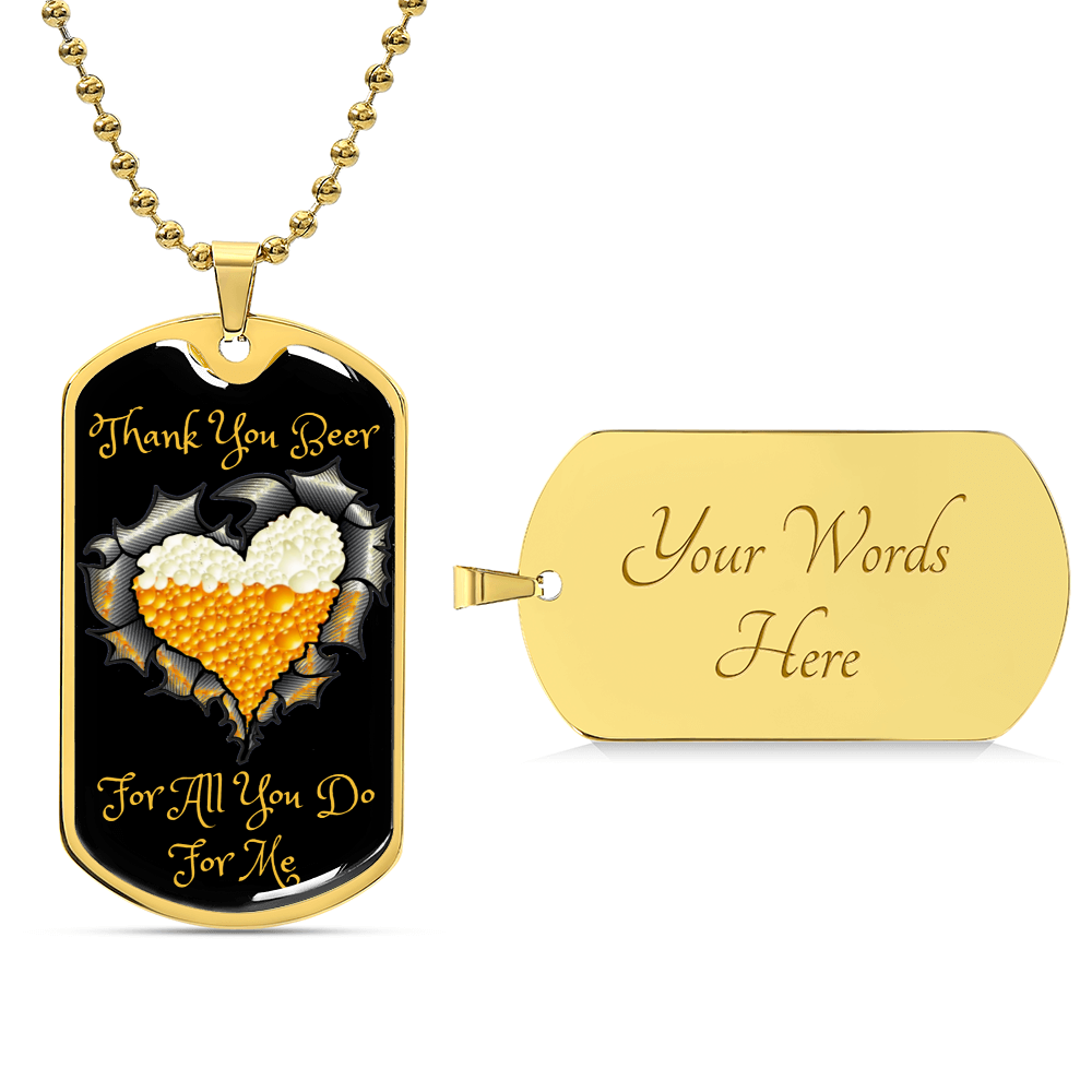 Thank You Beer Funny Beer Lover Dog-Tag Necklace - Army Tag Necklace, Dog Tag Necklace