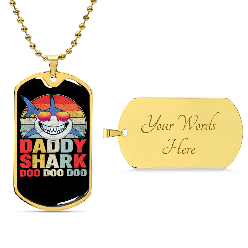Daddy Shark Dog Tag - Army Tag Necklace, Dog Tag Necklace