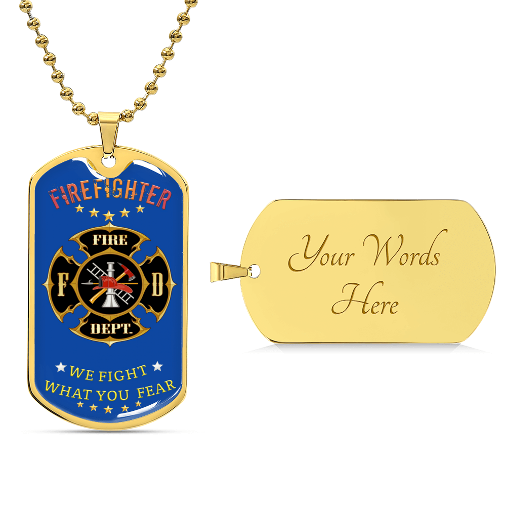 Firefighter Dog Tag - Army Tag Necklace, Dog Tag Necklace