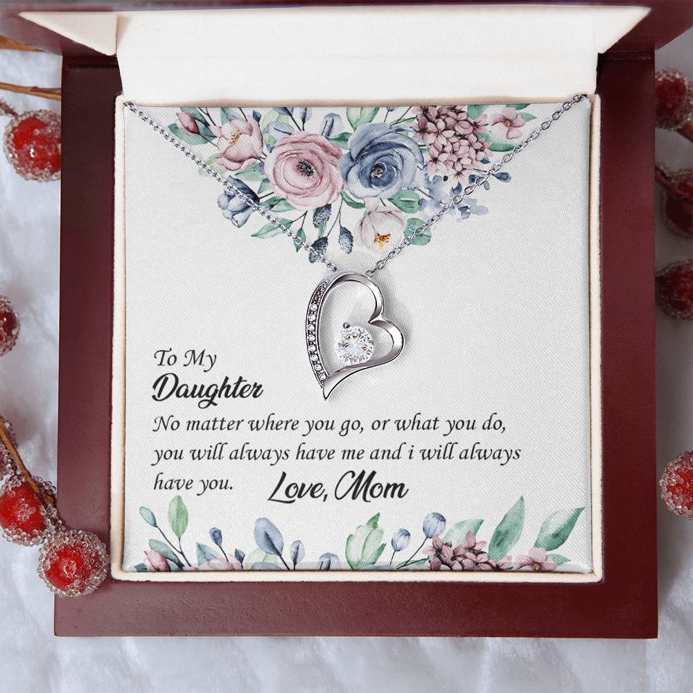 To My Daughter I Will Be Here For You Forever Love Necklace - Mother Daughter Necklace Mother To Daughter Birthday Gift Gifts To Daughter Forever Love Necklace