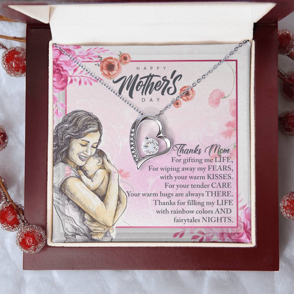 Thanks Mom For Gifting Me Life - Forever Love Necklace Forever Love Necklace